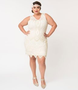 unique plus size wedding dress - great gatsby flapper white wedding dress 1920's