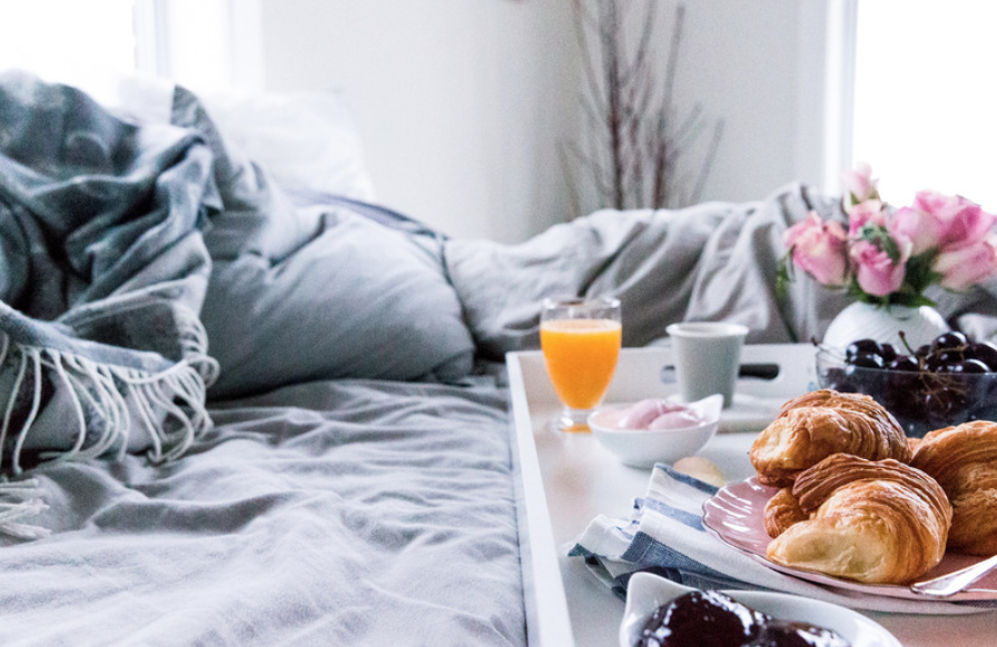 Breakfast in bed in a plus size robe!