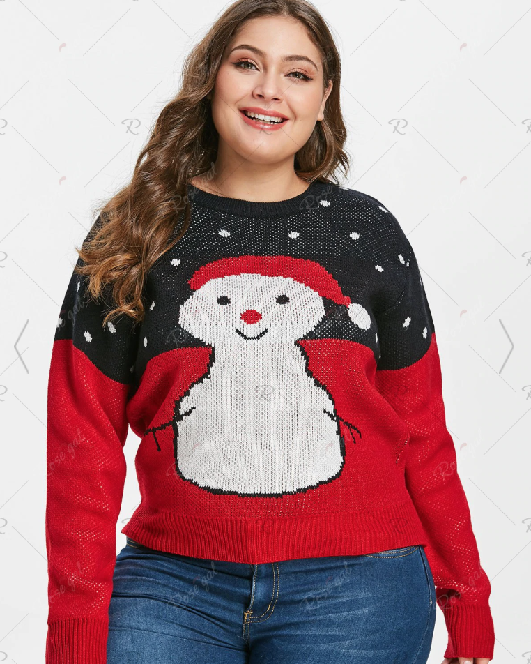 Ugly Holiday Sweater Cute Snowman' Women's Plus Size T-Shirt