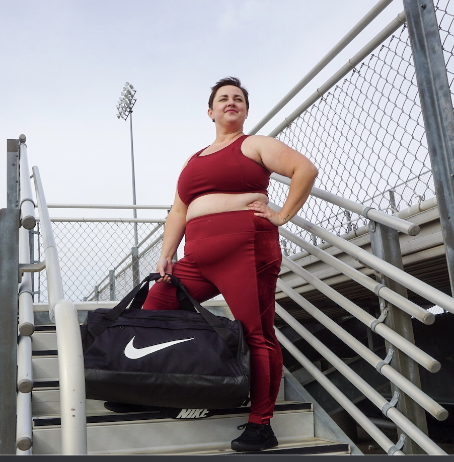 plus size fitness model in workout clothing