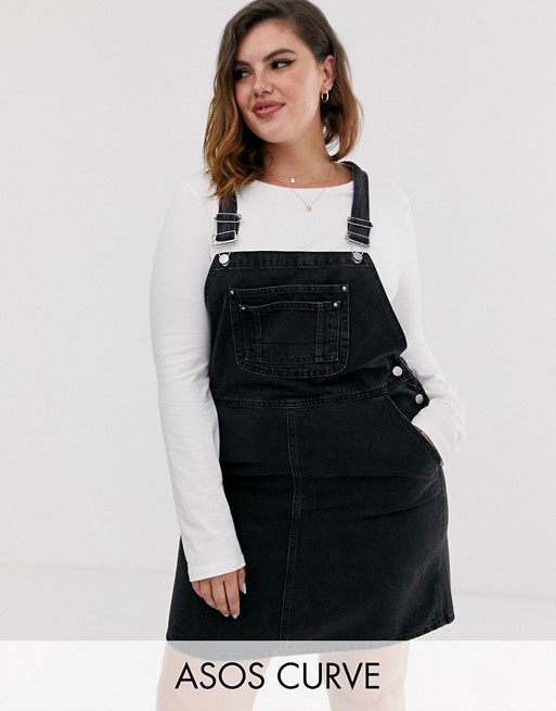 plus size black overall dress