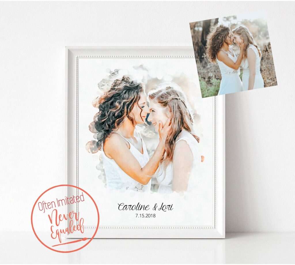 Gay and Lesbian Wedding Gift Ideas:  Lesbian Couple Engagement Portrait