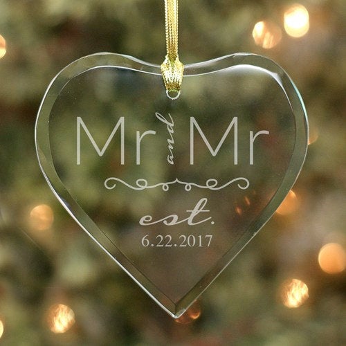 Gay Wedding Gift Idea - Engraved Ornament