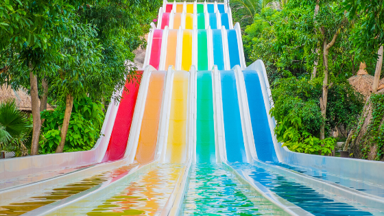 Colorful rainbow water slide