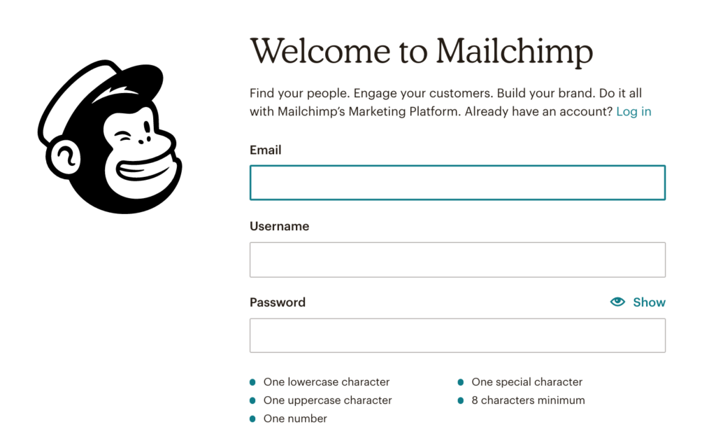 Setting up a newsletter link in MailChimp step 1