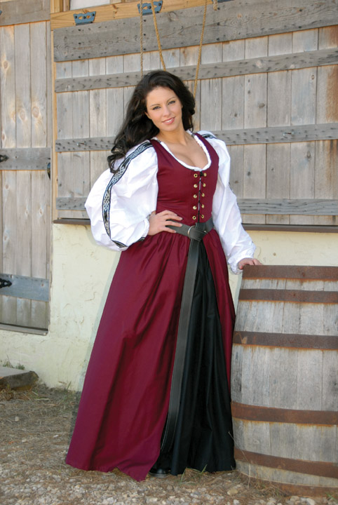 plus size renaissance costume tied front white sleeves