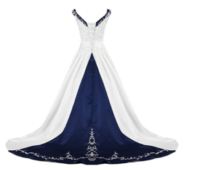 wedding dresses with navy blue accents