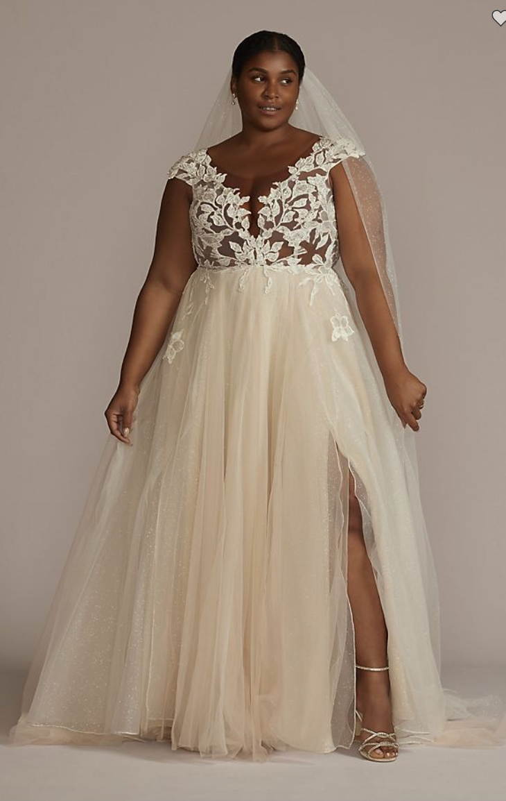 plus size lace bodice wedding dress on Black African American model