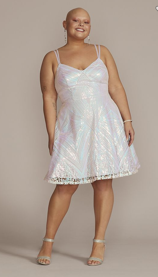 unique plus size wedding dress short iridescent