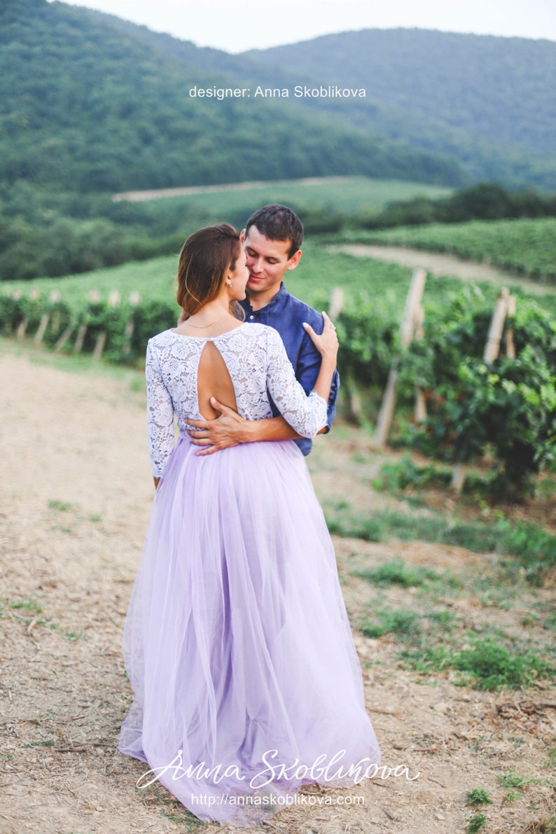 purple lace plus size wedding gown