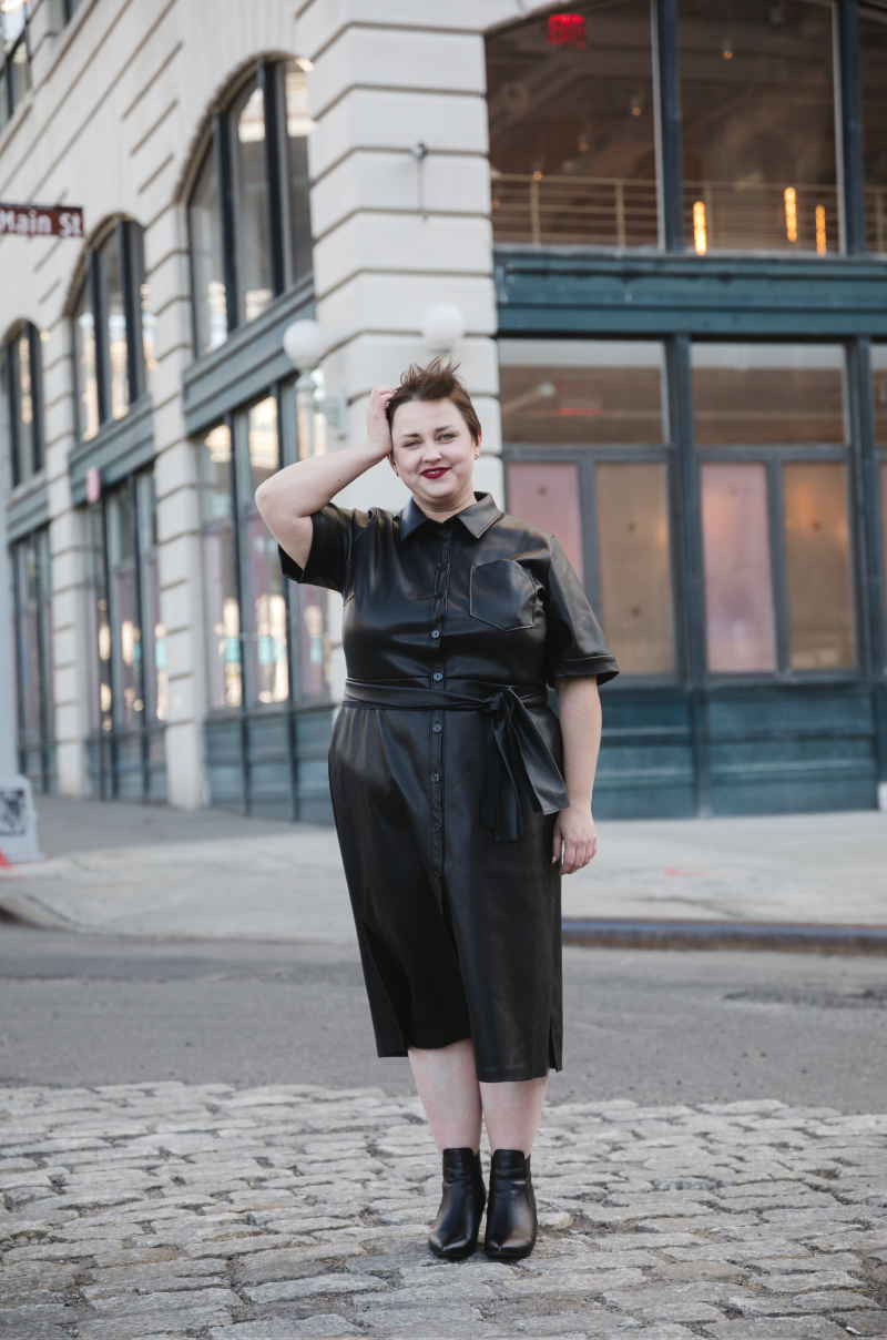 Black Plus size faux leather look book