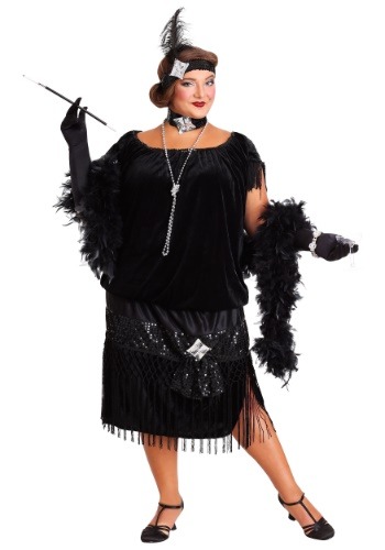 6X Halloween Costume - Black Flapper Costume