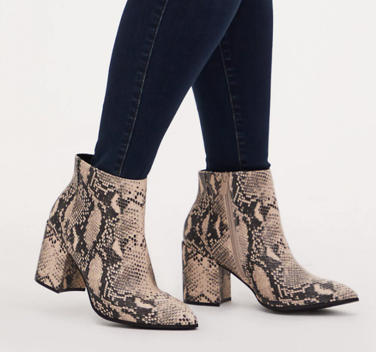 wide width snakeskin heels
