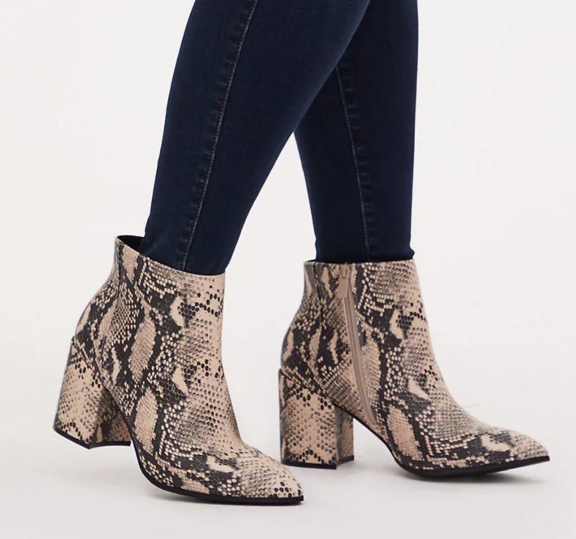 wide width faux snakeskin booties