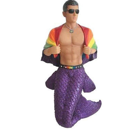 merman with pride flag - LGBT holiday christmas tree ornmanet