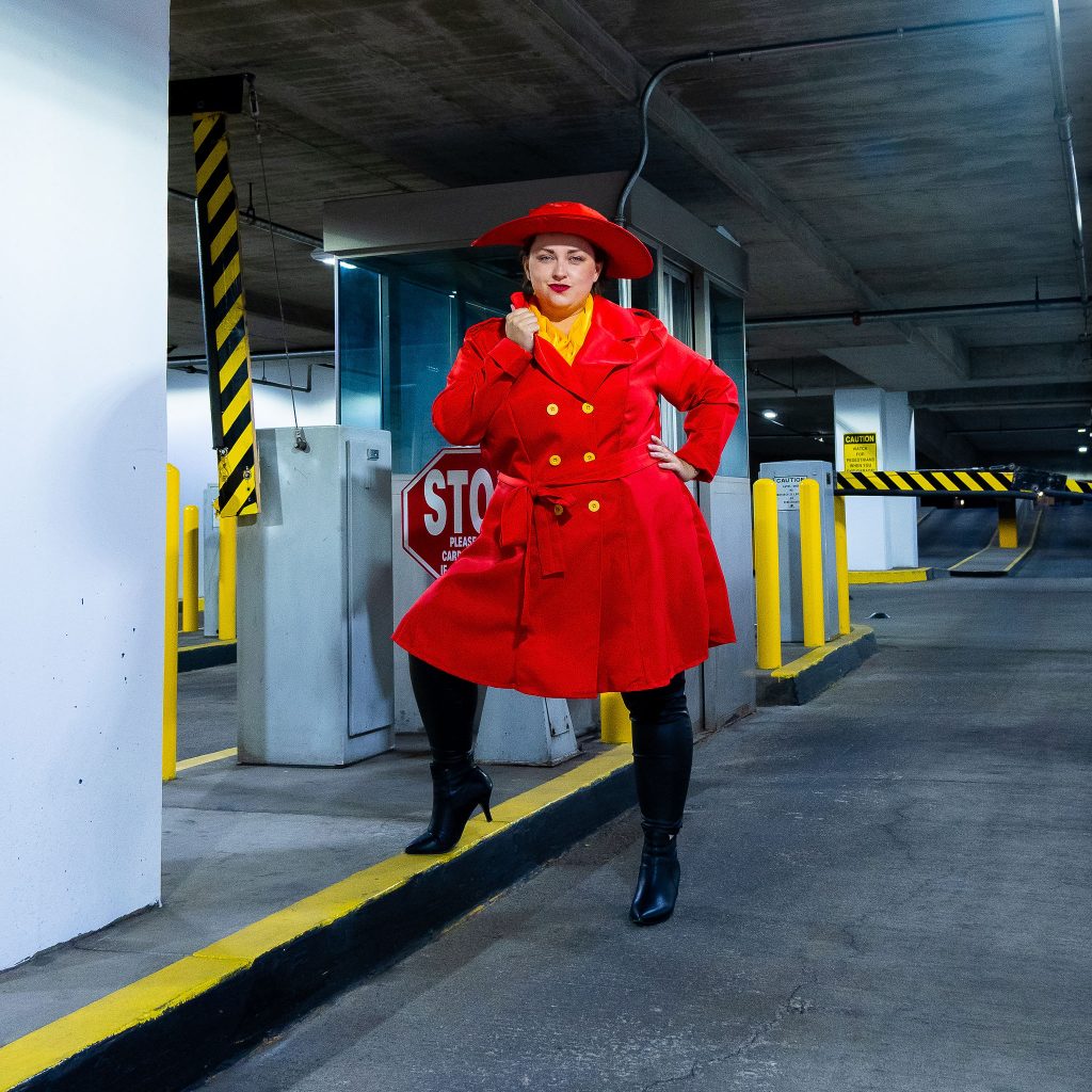 Plus Size Carmen San Diego Costume - Red trench coat with hat
