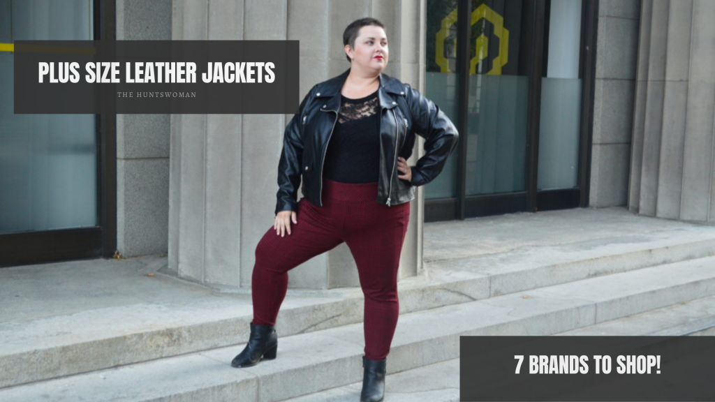 Plus size fashion blogger in black plus size moto jacket from Torrid!