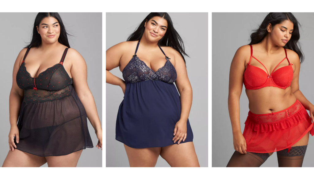 plus size 5X lingerie featuring babydoll and two piece sets