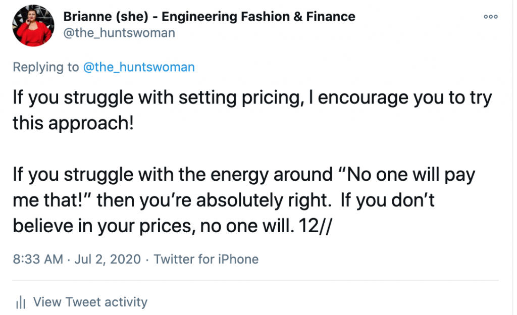 Tweet with tips on raising freelance rate