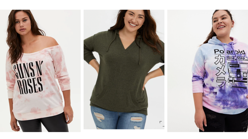 Plus size hoodies in 6x from Lane Torrid, solid and tie dye hoodies