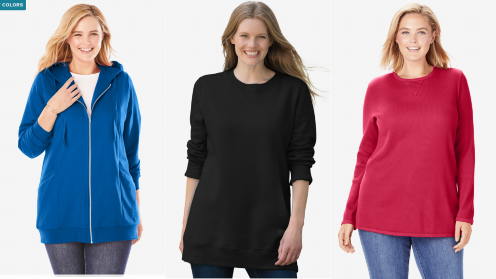 Plus size hoodies in 6x from Woman Within solid bright colors