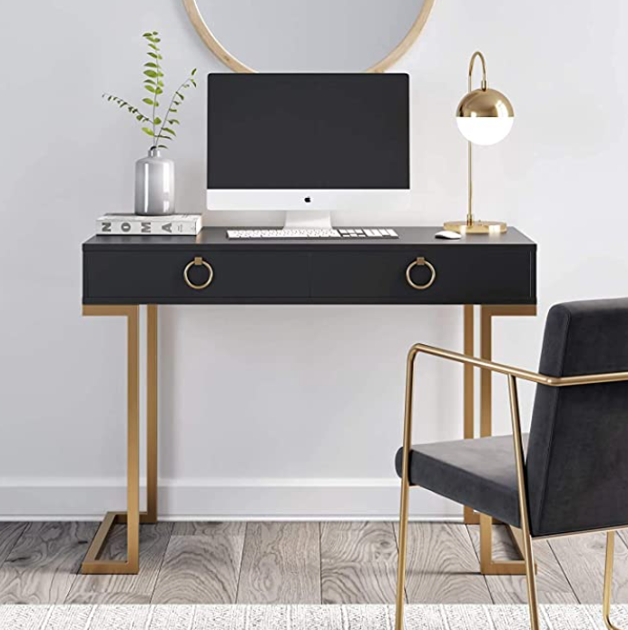 Black and gold office desk