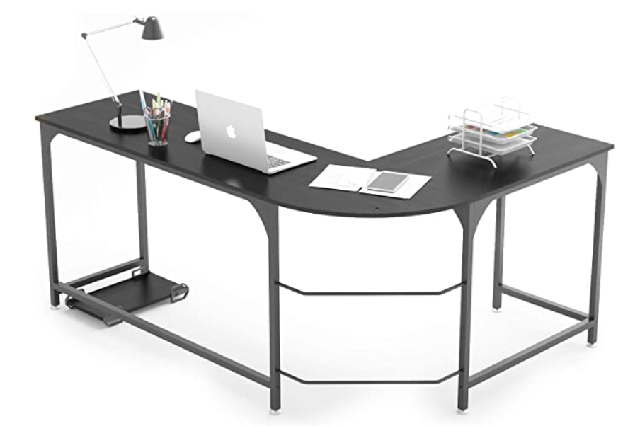 Black L-shaped desk