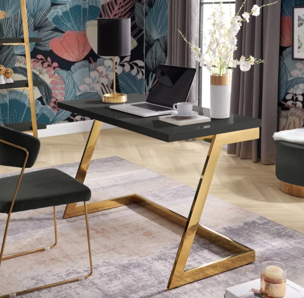 Black and gold home office desk