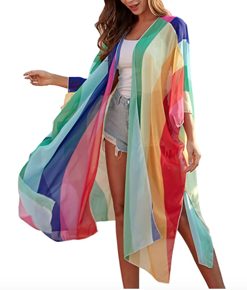 plus size pride outfit rainbow shrug