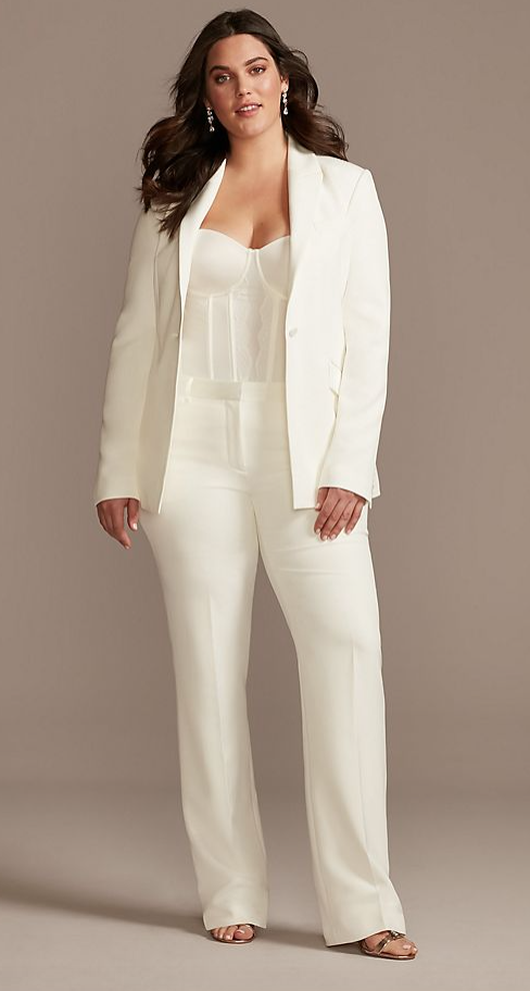 Plus Size White Wedding Suit