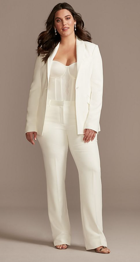 Womens plus size hot sale white dress suits