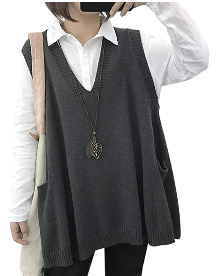 plus size dark academia outfit idea sweater vest
