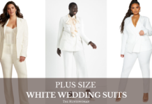 Plus size white wedding suit