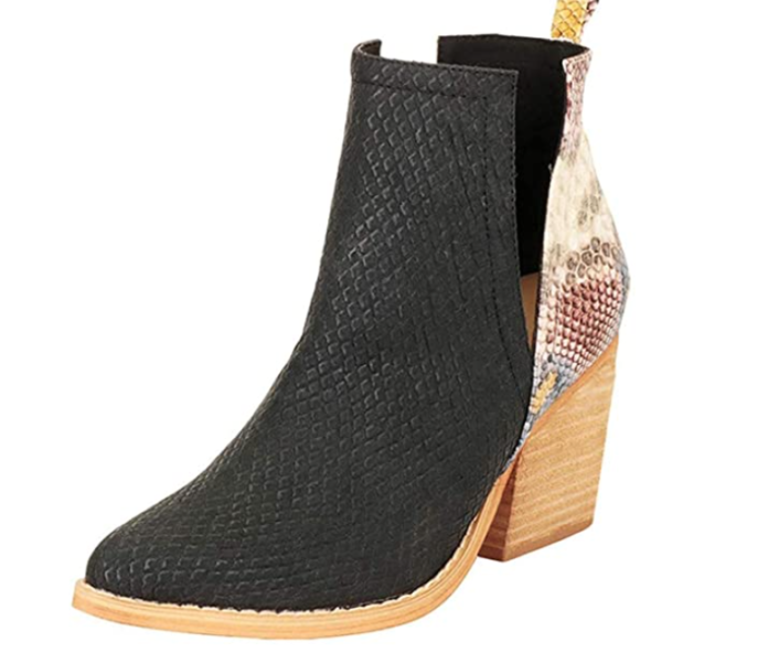wide width snakeskin booties