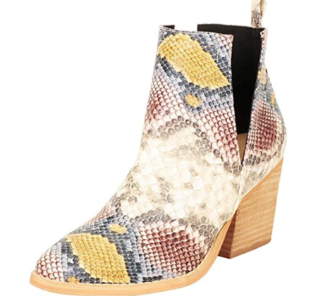 wide width snakeskin booties