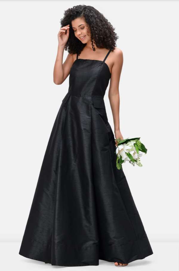 black floor length plus size prom dress