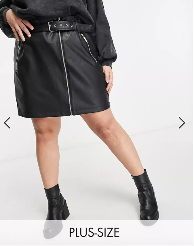 Plus Size Faux Leather Skirt