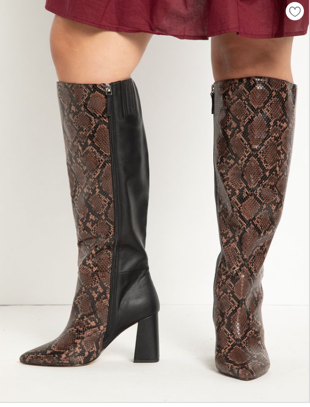 wide calf faux snakeskin boots