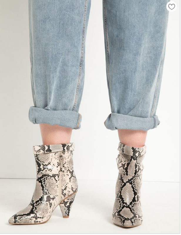 wide width faux snakeskin booties