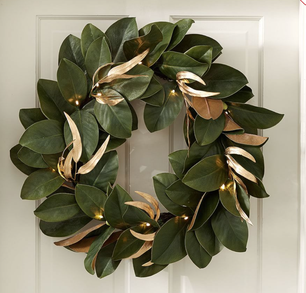January Front Door Wreaths Gold Magnolia Leaves