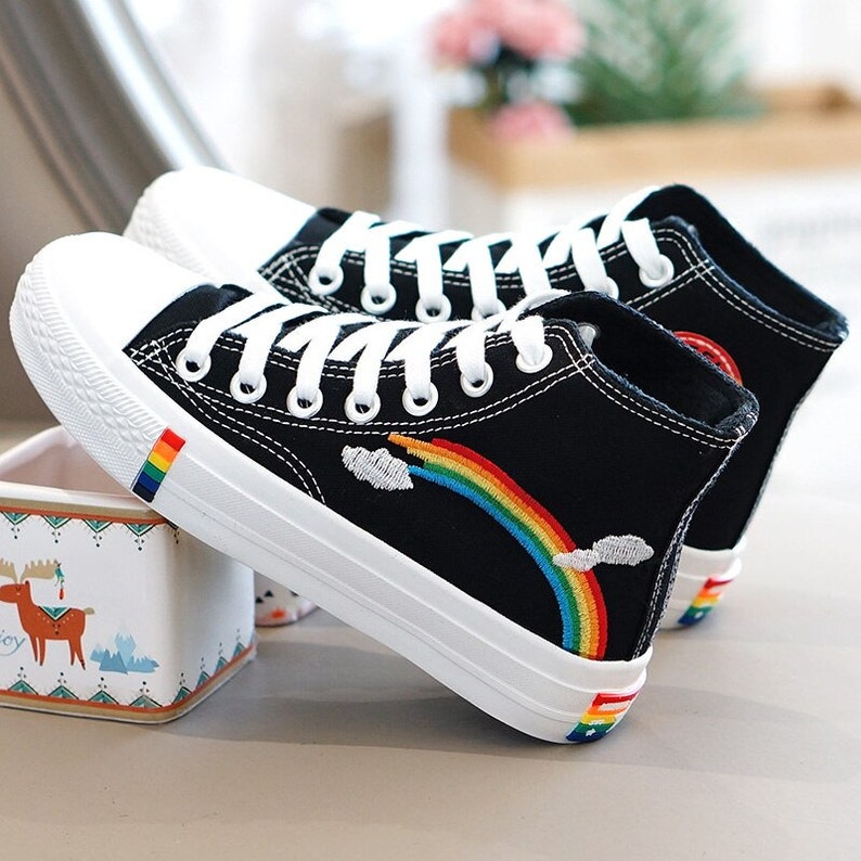 LGBT Valentine’s Day Gifts - rainbow high tops shoes