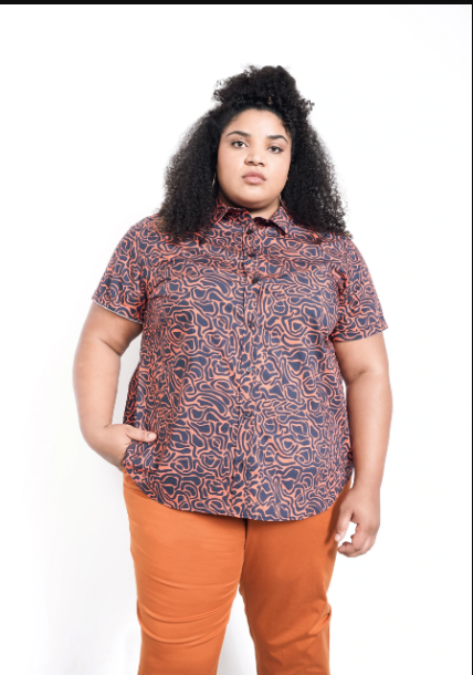 masculine plus size outfit button down lgbt with print pattern