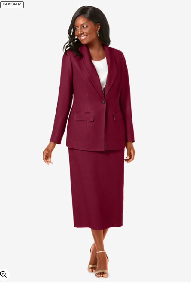 Plus Size Professional Outfits for Working in Government & Politics - plus size maroon dark red skirt jacket set