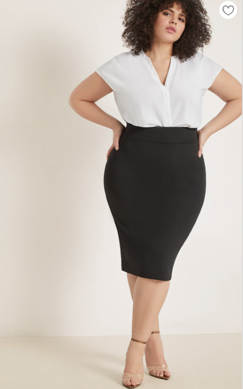 Plus Size Professional Outfits for Working in Government & Politics - white top and plus size black pencil skirt