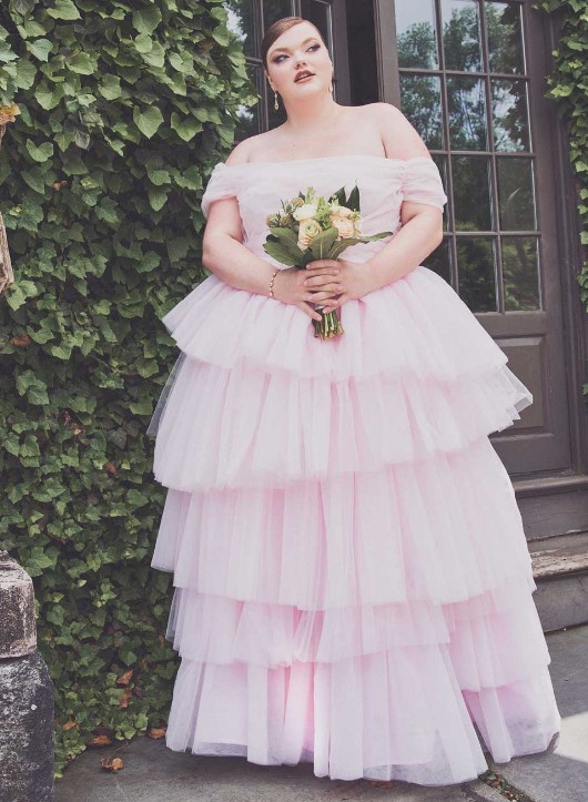 unique plus size wedding dress in pink