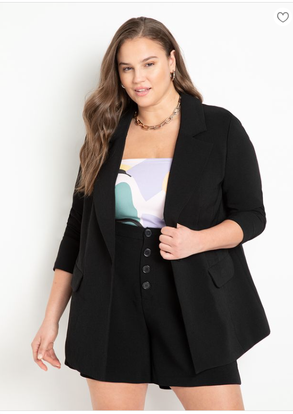 black plus size blazer short set