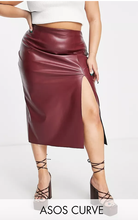 Plus Size Faux Leather Skirt