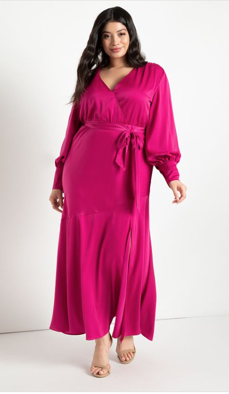 modest plus size dress hot pink