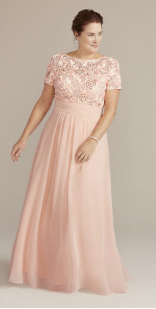 Light pink lace plus size mother of the bride dress