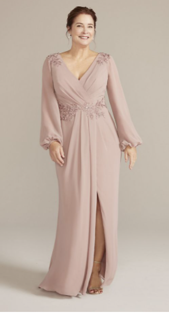 Light pink plus size mother of the bride dress